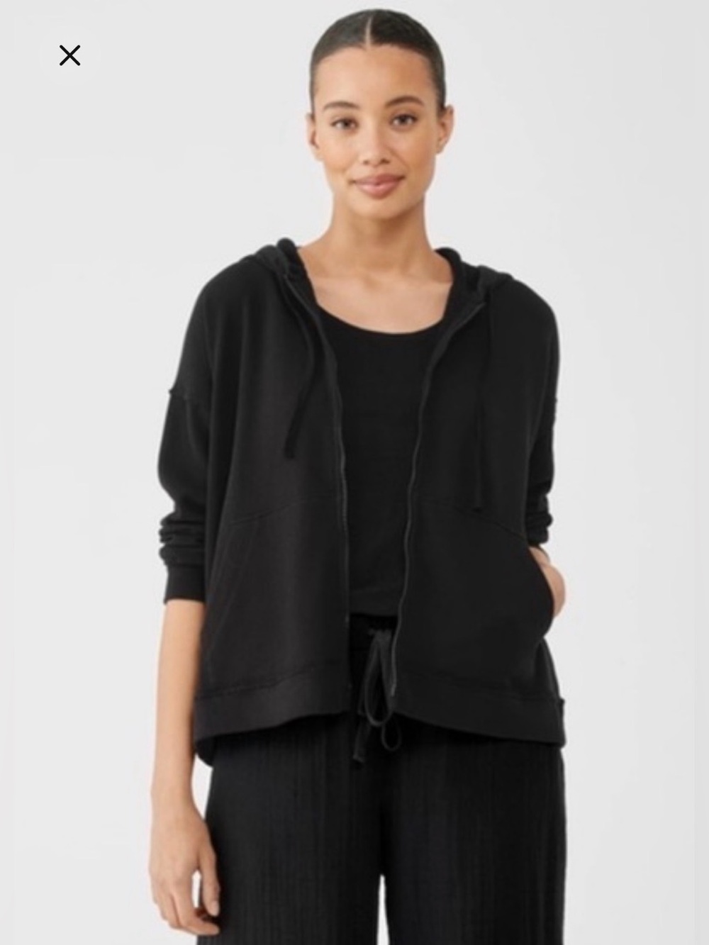 Eileen Fisher Organic Cotton Zip Up sweater Terry Cloth Lightweight oversized